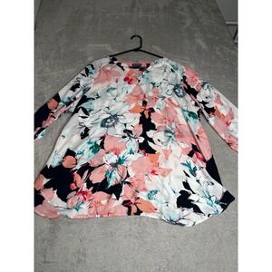 Van Heusen Womens Plus Floral Print V Neck Long Sleeve Tunic Top XL TG‎